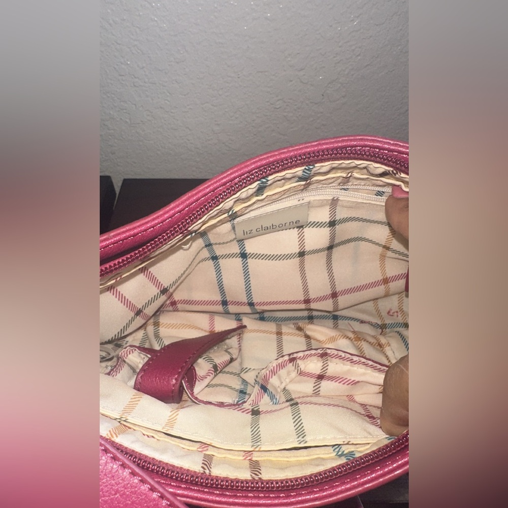 Liz Claiborne Pink Tattersall Leather Shoulder Bag - Picture 6 of 6